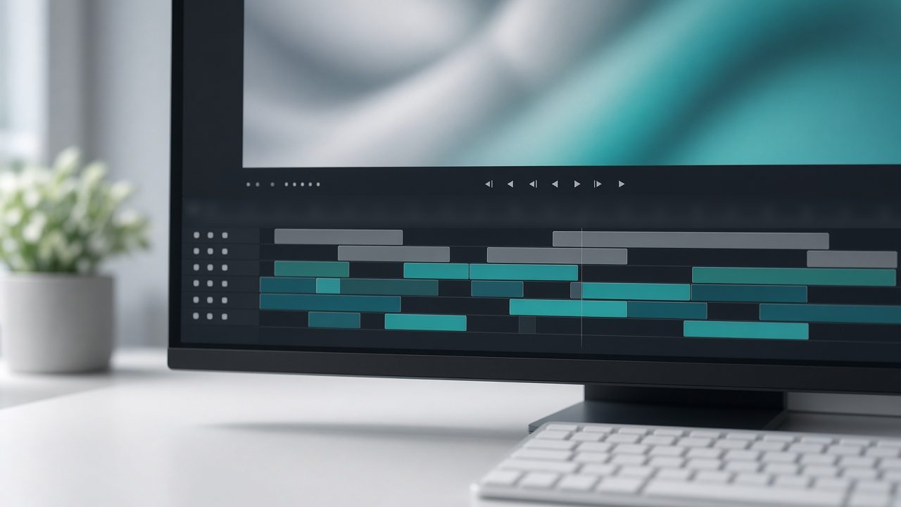 Schnittplatz mit Monitor und Timeline