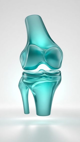 3D-Darstellung eines Kniegelenks im Hochformat